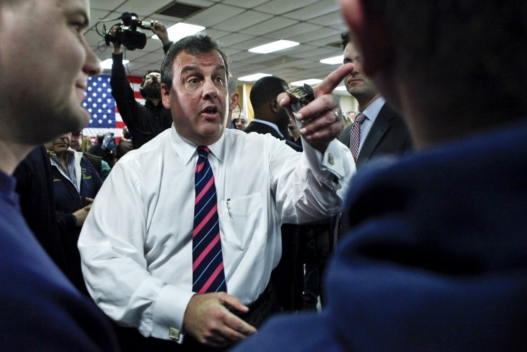 Chris Christie speaks with residents during a Town Hall meeting in Middletown, New Jersey, Feb. 19, 2014.
