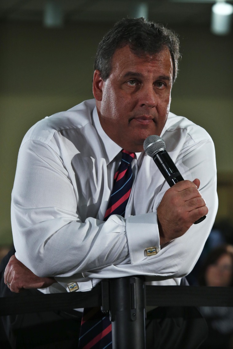 Image: New Jersey Governor Christie listens a question during the 110th Town Hall Meeting in Middletown Township, New Jersey