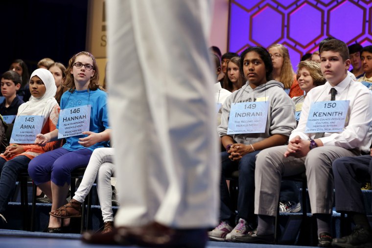 Competitors watch during the 2013 Scripps National Spelling Bee at National Harbor in Maryland