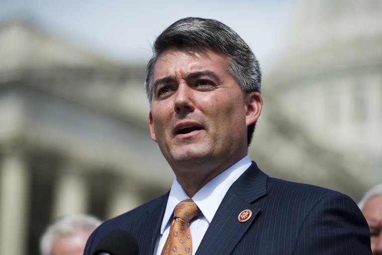 Rep. Cory Gardner speaks at the House Triangle during the Coal Caucus' news conference, Sept. 26, 2013.