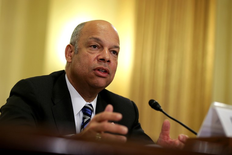 Homeland Security Secretary Jeh Johnson testifies during a hearing, Feb. 26, 2014, on Capitol Hill in Washington, DC.