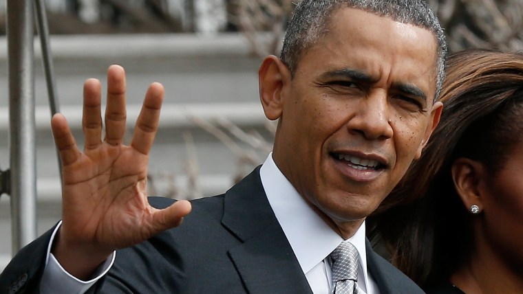 U.S. President Barack Obama departs the White House, Mar. 7, 2014.