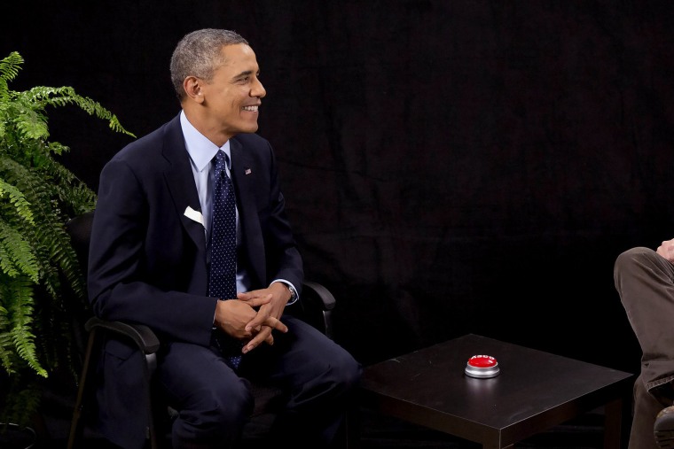 President Barack Obama during an appearance on \"Between Two Ferns,\" the digital short from Funny or Die.