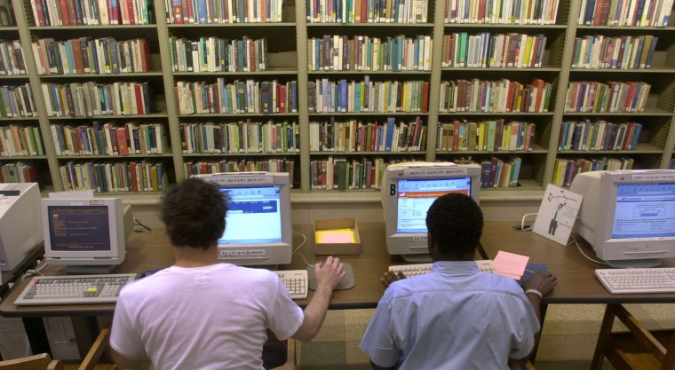 **FILE**Internet users work at computers at the Philadelphia Public Library in Philadelphia on May 31, 2002.