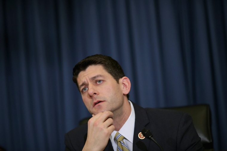 House Budget Committee Chairman Paul Ryan (R-WI) during a hearing in the Cannon House Office Building on Capitol Hill February 5, 2014 in Washington, D.C.