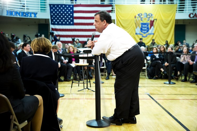 New Jersey Gov. Chris Christie listens to an audience members question at a town hall meeting, Mar. 13, 2014.