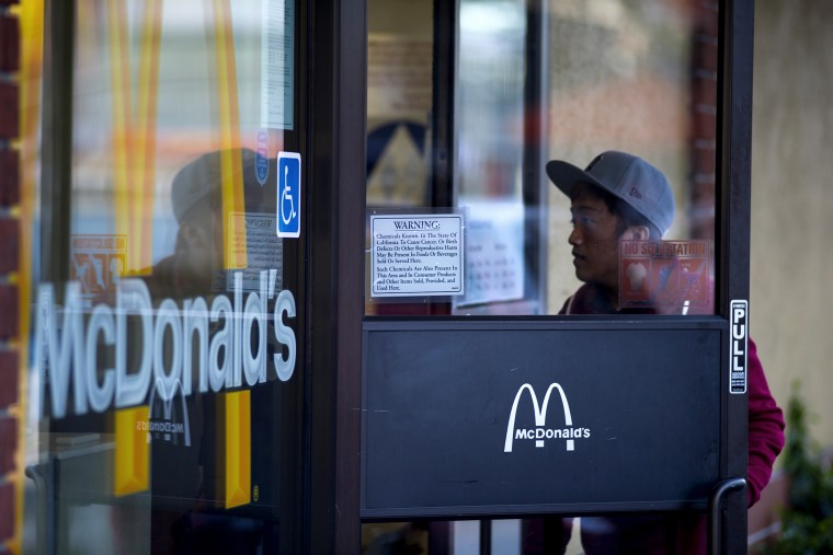 A customer enters a McDonald's Corp. restaurant in San Francisco, Calif. on Jan. 22, 2014.