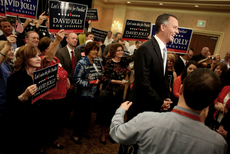 David Jolly is interviewed after winning a special congressional election on March 11, 2014 in St. Petersburg, Fla.