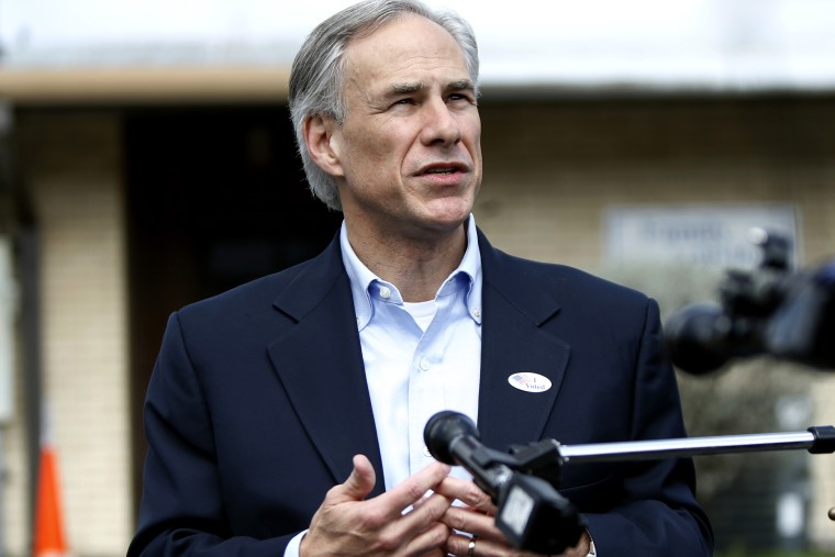 Republican candidate for governor, Texas Attorney General Greg Abbott speaks to the press after voting in the Texas primary at Western Hills Church of Christ, March 4, 2014 in Austin, Texas.