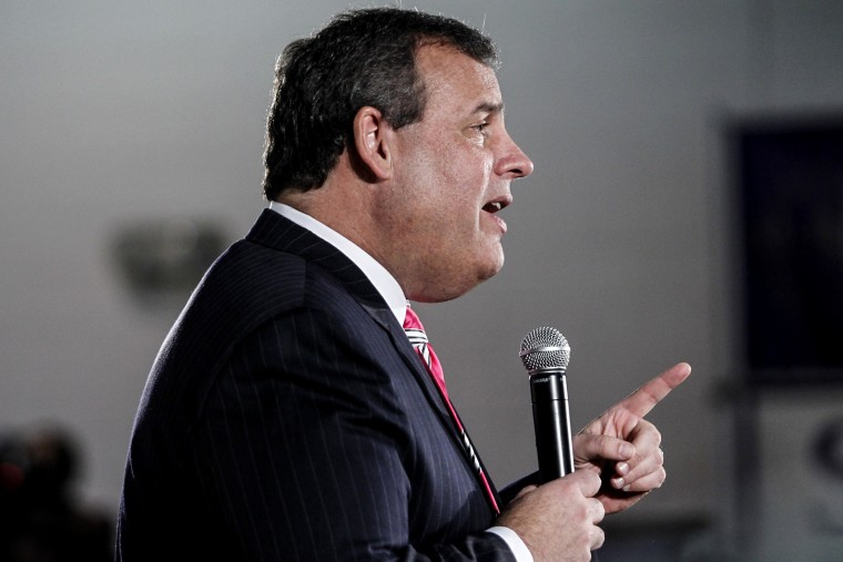 New Jersey Gov. Chris Christie speaks during a Town Hall Meeting with families affected by Superstorm Sandy at Belmar Borough Municipal Building on March 25, 2014 in Belmar, N.J.
