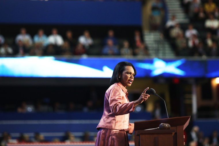 Former Secretary of State Condoleezza Rice speaks during the third day of the Republican National Convention, Aug. 29, 2012, in Tampa Fla.