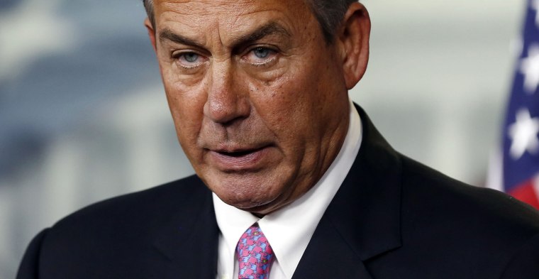 Speaker of the House John Boehner during his weekly news conference on Capitol Hill in Washington, March 26, 2014.