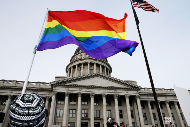 Pro and Anti-Gay Marriage Activists Rally At Utah's Capitol