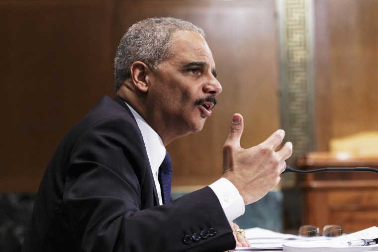 Attorney General Eric Holder testifies on Capitol Hill, April 3, 2014.