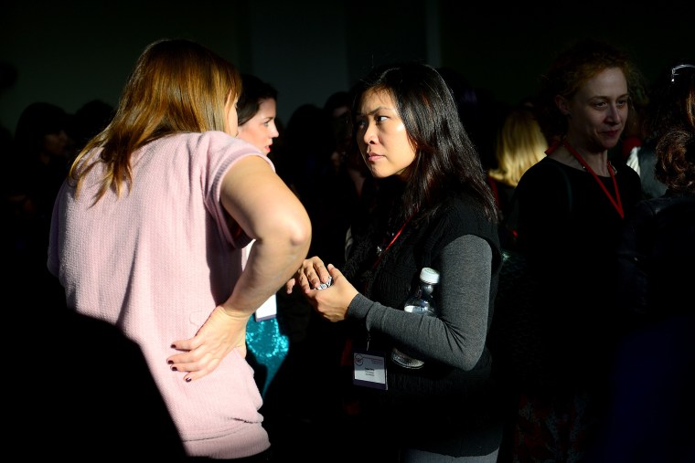 Women entrepreneurs take part in three-minute, one-on-one, business speed dating meetings during the fourth Women Entrepreneurs Festival in New York, January 15, 2014.