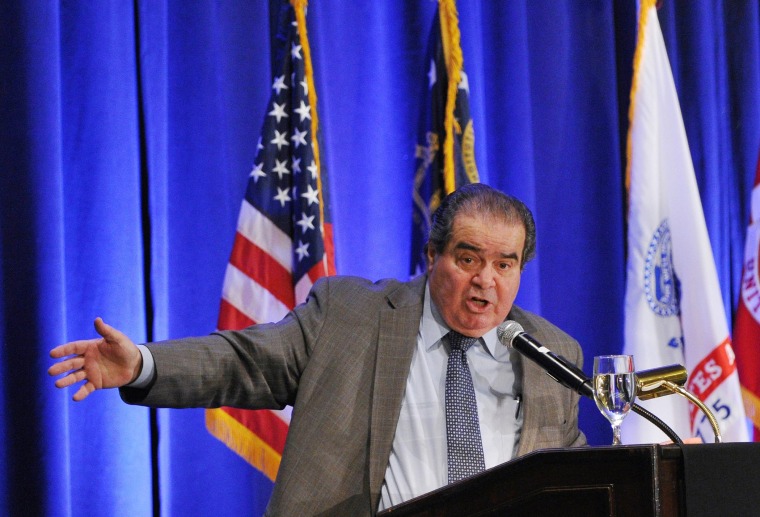 U.S. Supreme Court Justice Antonin Scalia speaks at a constitutional law symposium, Friday, March 14, 2014, in Atlanta.