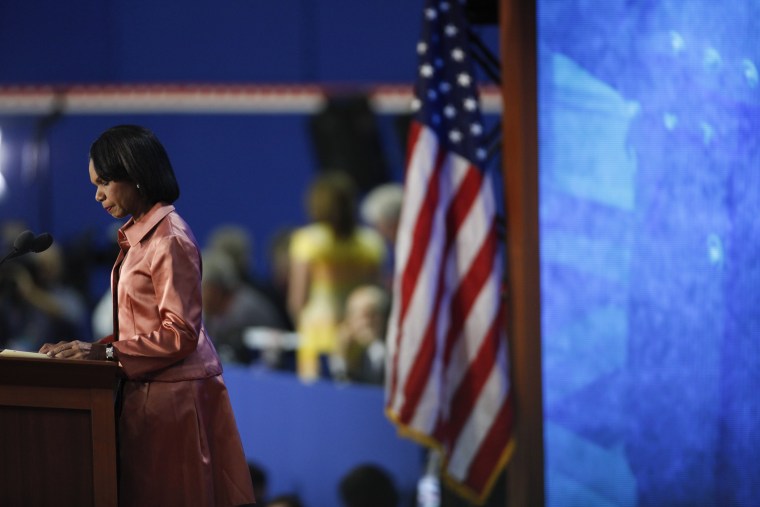 Former Secretary of State Condoleezza Rice speaks during the Republican National Convention at the Tampa Bay Times Forum in Tampa, Fla., Aug. 29, 2012.