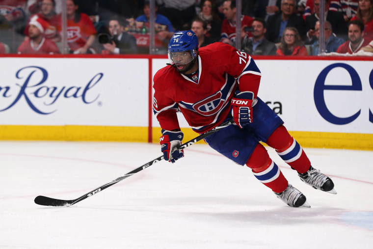 P.K. Subban #76 of the Montreal Canadiens skates during Game Four of the First Round of the 2014 NHL Stanley Cup Playoffs, April 22, 2014 in Montreal, Quebec, Canada.