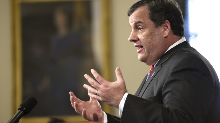New Jersey Governor Chris Christie speaks during a news conference in Trenton, New Jersey