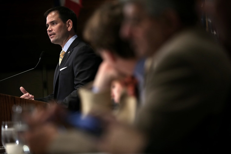 U.S. Sen. Marco Rubio (R-FL) speaks during a National Press Club Newsmaker Luncheon on May 13, 2014 in Washington, DC.