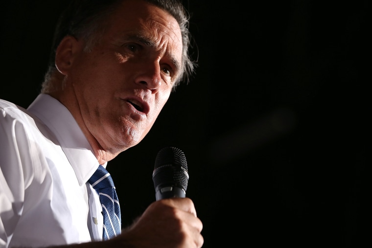 Former Republican presidential candidate and Massachusetts Gov. Mitt Romney speaks during a campaign rally, Oct. 1, 2012 in Denver, Colo.