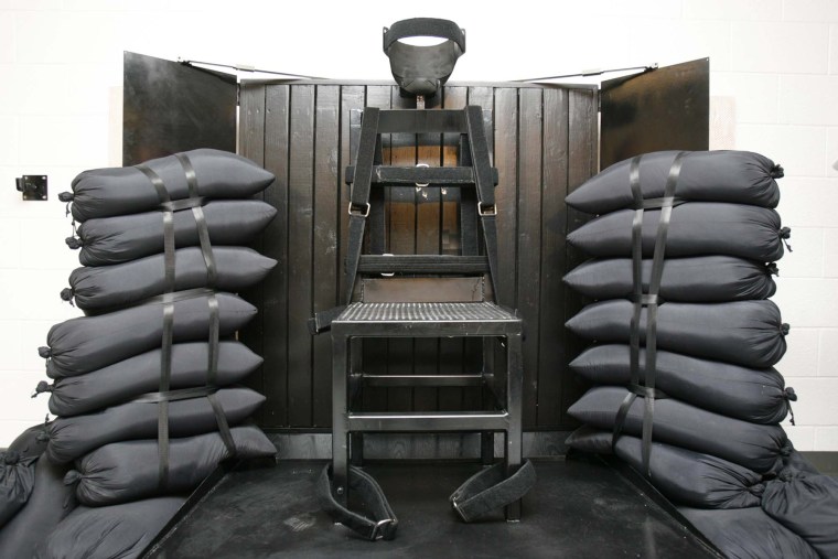 In this June 18, 2010, file photo, the firing squad execution chamber at the Utah State Prison in Draper, Utah, is shown.