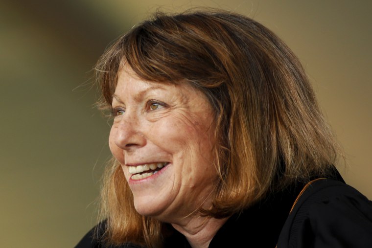 Jill Abramson, former executive editor at the New York Times speaks during commencement ceremonies for Wake Forest University on May 19, 2014 in Winston Salem, N.C.