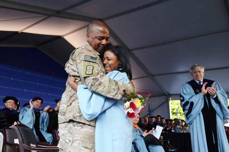 U.S. Army Cpt. Keith Robinson and his daughter, Ruby Robinson, at Ruby's graduation from Columbia University on May 19, 2014.