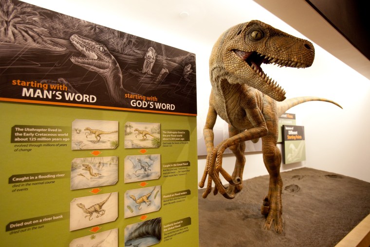 Dinosaurs reinterpreted at the Creation Museum in in Petersburg, Kentucky.