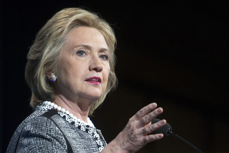 Hillary Rodham Clinton speaking in Washington, May 14, 2014.