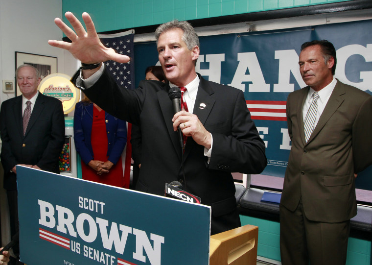 Republican U.S. Senate candidate Scott Brown, Tuesday, May 27, 2014 in Nashua, N.H.