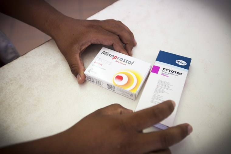 Generic misoprostol and Cyototec, drugs used in medication abortions, are seen at a pharmacy.