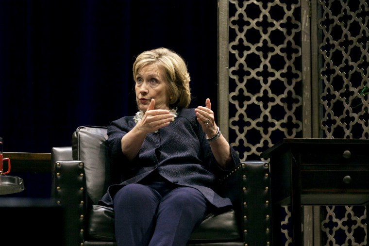 Hillary Clinton talks at the Unique Lives and Experiences series, in Broomfield, Colorado, June 2, 2014.