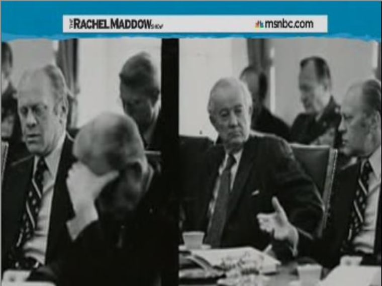 President Gerald Ford meeting with the Senate Foreign Relations Committee, April 14, 1975.