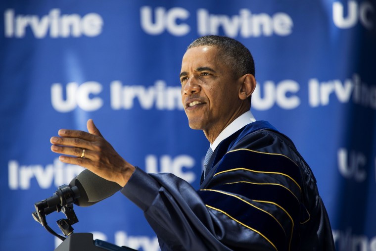 President Barack Obama delivers the commencement address at the University of California Irvine in Irvine, Calif., June 14, 2014.
