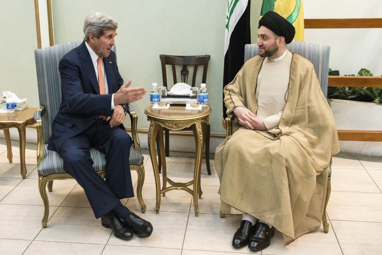 Image: Ammar al-Hakim, head of the Islamic Supreme Council of Iraq (ISCI), meets with U.S. Secretary of State John Kerry in Baghdad
