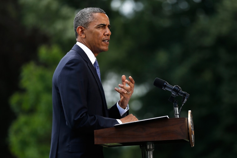 President Barack Obama makes a statement on the situation in Iraq June 12, 2014 on the south lawn of the White House in Washington, D.C.