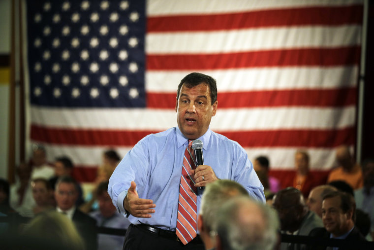 New Jersey Gov. Chris Christie addresses a gathering at a town hall meeting Wednesday, June 25, 2014, in Haddon Heights, N.J.