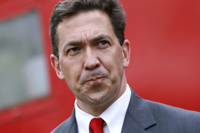 Chris McDaniel speaks with supporters during a campaign rally in Madison, Mississippi on June 19, 2014.