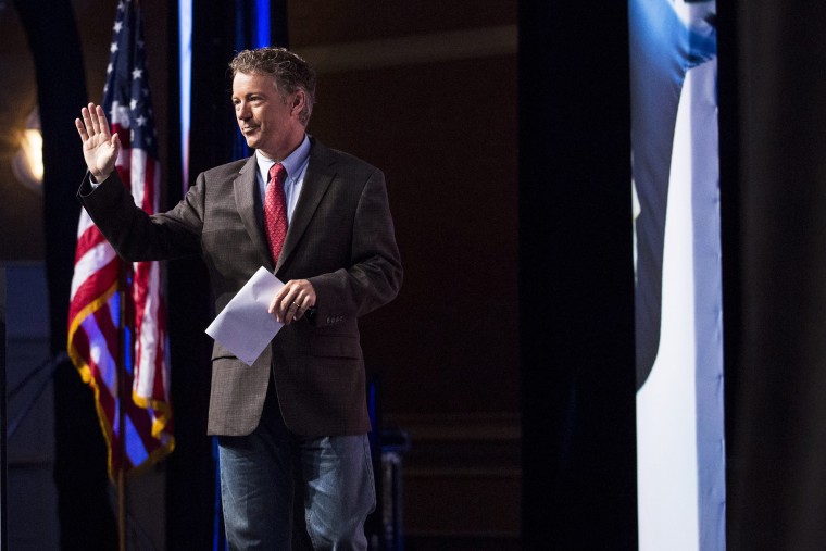 Republican Senator Rand Paul leaves the stage after speaking during the Faith and Freedom Coalition's 'Road to Majority' conference in Washington DC, June 20, 2014.
