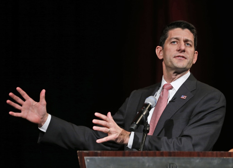 Rep. Paul Ryan, R-Wis., speaks during a gala prior to the start of the Virginia GOP Convention in Roanoke, Va., Friday, June 6, 2014.