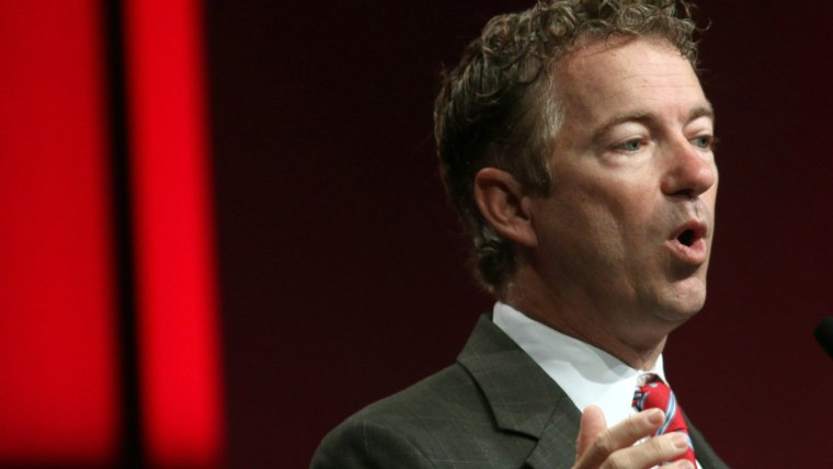 Kentucky Senator Rand Paul talks to attendees at the National Urban League Annual Conference in Cincinnati Friday, July 25, 2014.