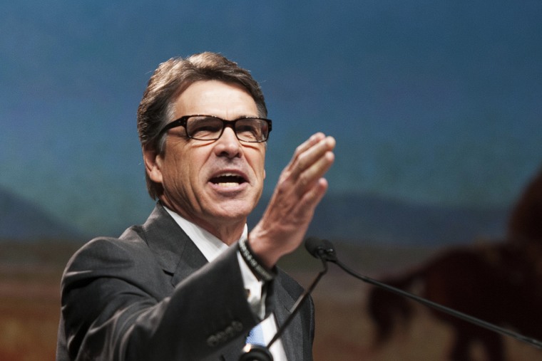 Gov. Rick Perry gives a speech during the Texas GOP Convention in Fort Worth, Texas on Thursday, June, 5, 2014.