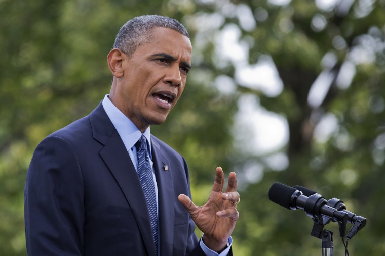President Barack Obama speaks on the South Lawn of the White House in Washington, D.C., July 29, 2014.