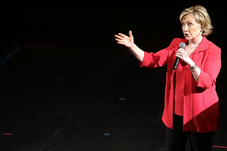 Former Secretary of State Hillary Clinton speaks on stage at the campus of Lehman College for the Dream Big Day at the Bronx Children's Museum on July 25, 2014 in the Bronx borough New York, N.Y.
