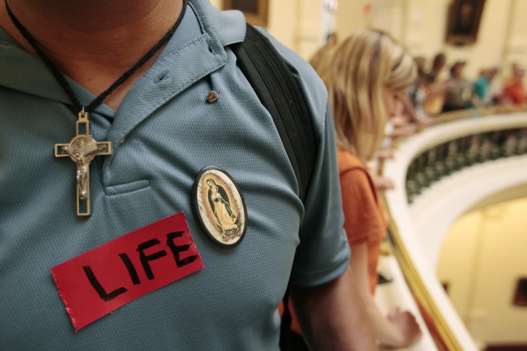 A pro-life supporter is pictured, July 1, 2013 in Austin, Texas.