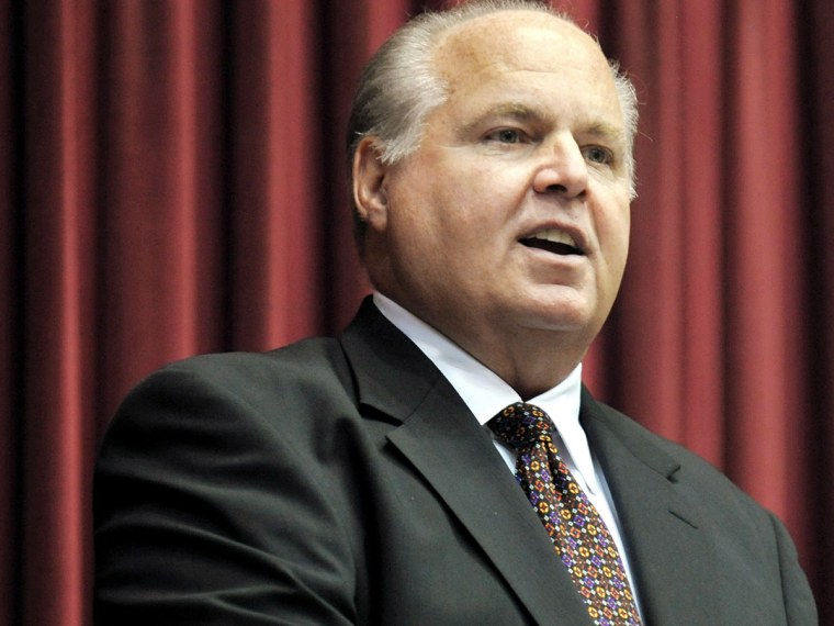 Conservative commentator Rush Limbaugh speaks during a secretive ceremony inducting him into the Hall of Famous Missourians on Monday, May 14, 2012, in the state Capitol in Jefferson City, Mo.
