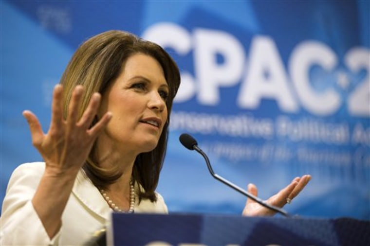 Rep. Michele Bachmann, R-Minn. gestures as she speaks at the 40th annual Conservative Political Action Conference in National Harbor, Md., Friday, March 15, 2013.