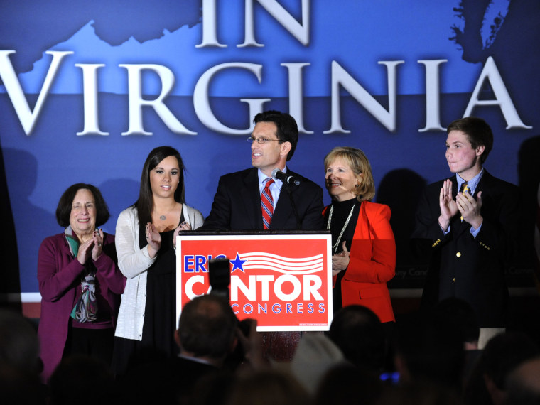 Rep. Eric Cantor, R-Va., speaks to the crowd at the Republican Party of Virginia post election event at the Omni Hotel in Richmond, Va., on Tuesday Nov. 6, 2012.