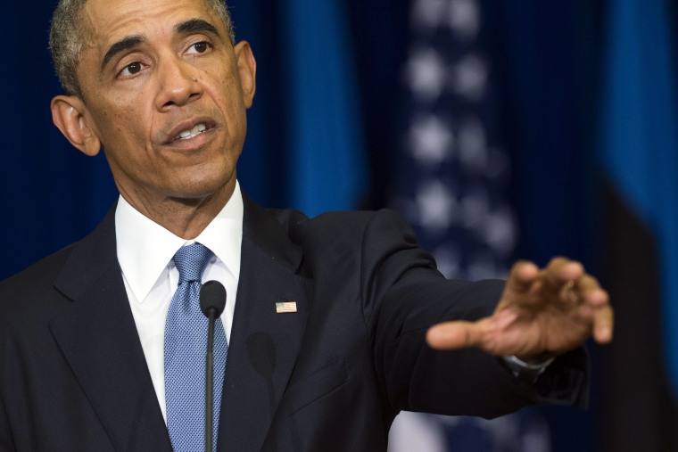 US President Barack Obama speaks during a press conference in Tallinn, Estonia, September 3, 2014.